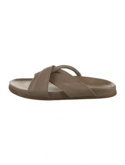Pre-owned Marion Parke Leather Slides In Neutral
