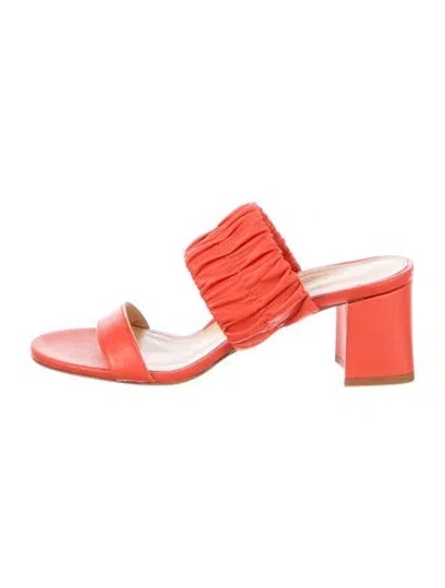 Pre-owned Marion Parke Leather Slides In Orange