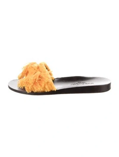 Pre-owned Marion Parke Leather Slides In Orange/yellow