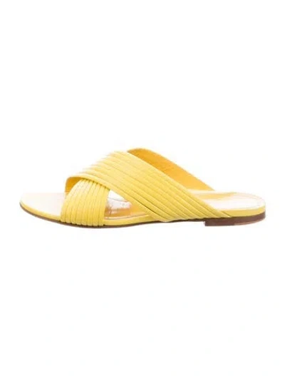 Pre-owned Marion Parke Leather Slides In Yellow