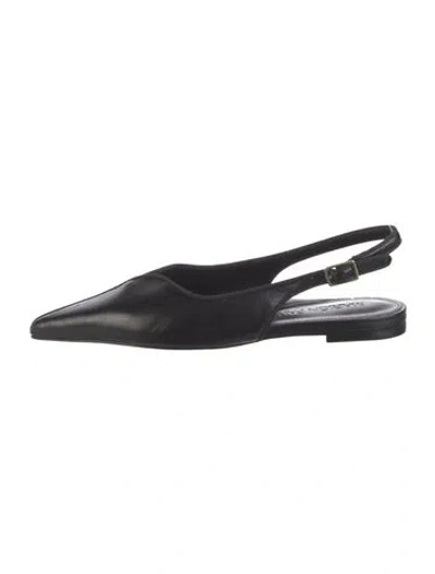 Pre-owned Marion Parke Leather Slingback Flats In Black