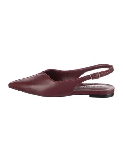 Pre-owned Marion Parke Leather Slingback Flats In Burgundy