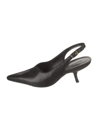 Pre-owned Marion Parke Leather Slingback Pumps In Black