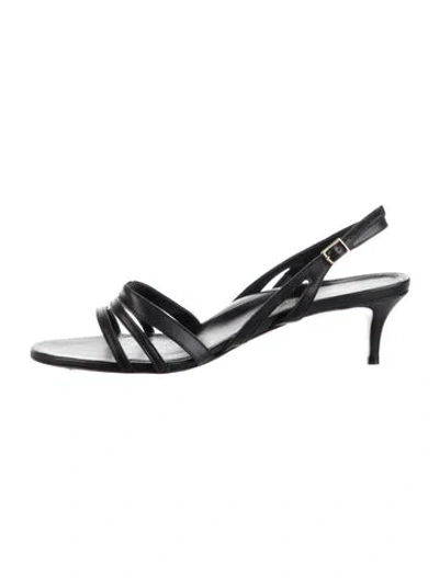 Pre-owned Marion Parke Leather Slingback Sandals In Black