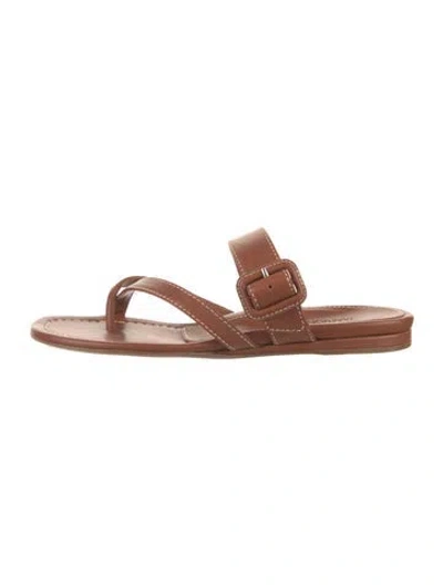 Pre-owned Marion Parke Leather Slingback Sandals In Brown