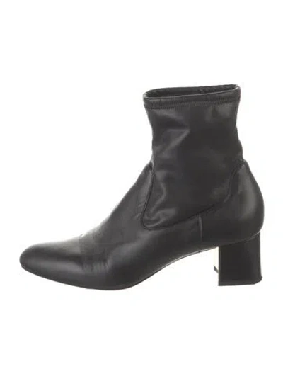 Pre-owned Marion Parke Leather Sock Boots In Black