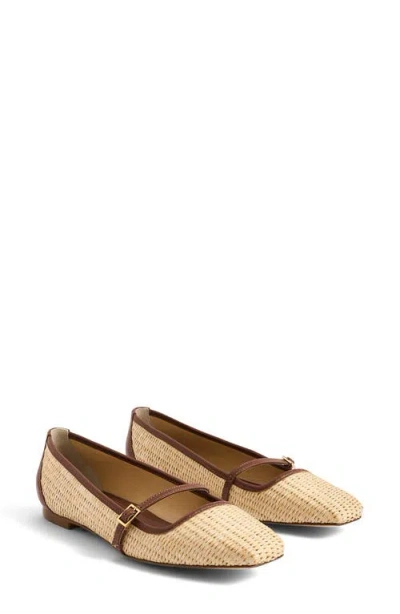 Marion Parke Mary Jane Ballet Flat In Luggage Raffia