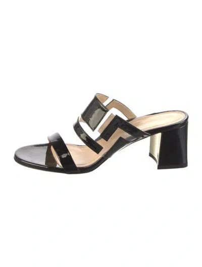 Pre-owned Marion Parke Patent Leather Slides In Black