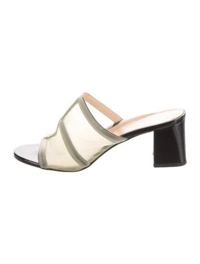 Pre-owned Marion Parke Patent Leather Slides In Gold