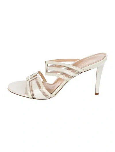 Pre-owned Marion Parke Patent Leather Slides In Neutral