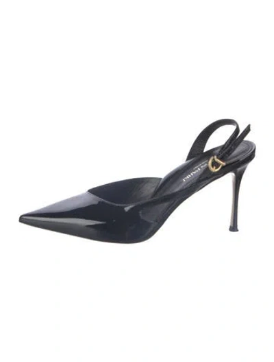 Pre-owned Marion Parke Patent Leather Slingback Pumps In Blue