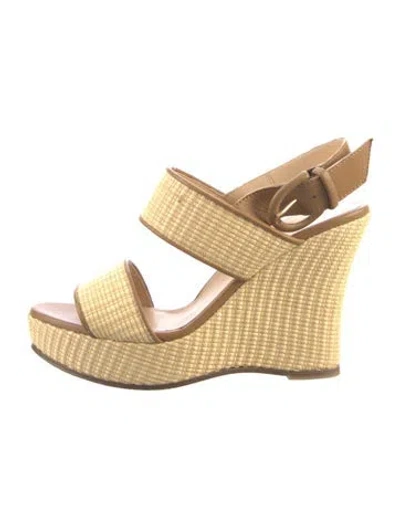 Pre-owned Marion Parke Raffia Colorblock Pattern Espadrilles In Neutral