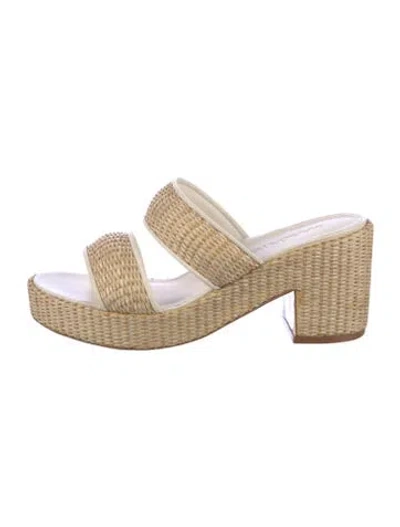 Pre-owned Marion Parke Raffia Mules In Neutrals