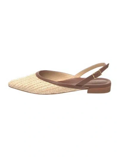 Pre-owned Marion Parke Raffia Patterned Slingback Flats In Brown
