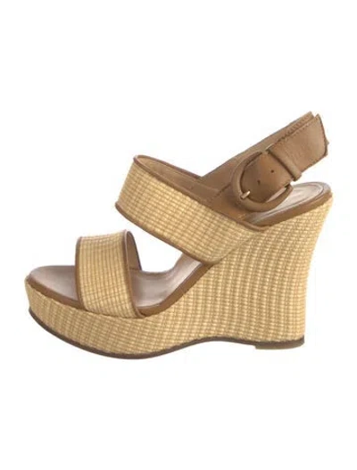 Pre-owned Marion Parke Raffia Sandals In Neutral