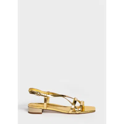 Marion Parke Sabine Flat | Mirrored Leather In Gold