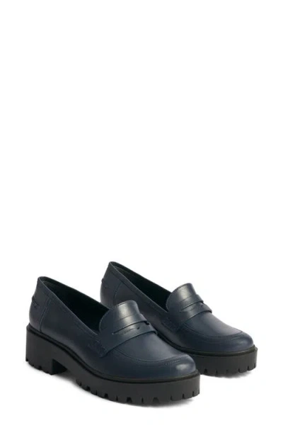 Marion Parke Sabine Platform Penny Loafer In Navy