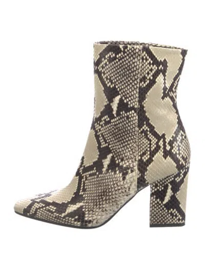 Pre-owned Marion Parke Snakeskin Animal Print Boots In Neutrals