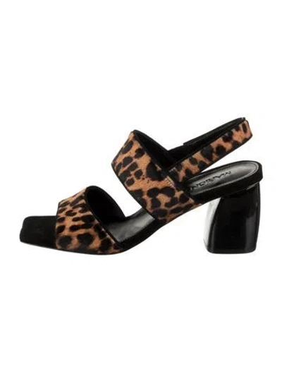 Pre-owned Marion Parke Suede Animal Print Sandals In Black