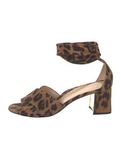 Pre-owned Marion Parke Suede Animal Print Sandals In Brown
