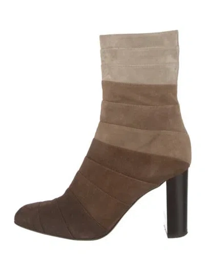 Pre-owned Marion Parke Suede Colorblock Pattern Boots In Brown