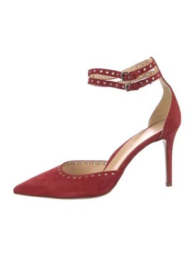 Pre-owned Marion Parke Suede D'orsay Pumps In Red