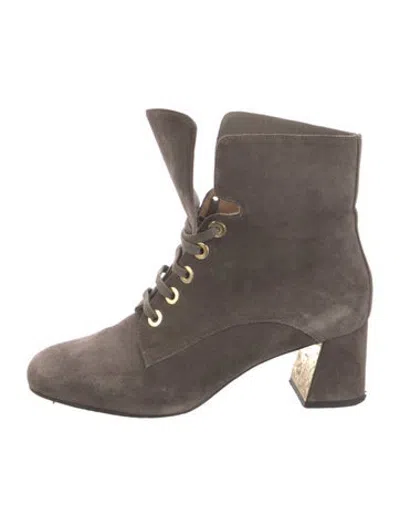 Pre-owned Marion Parke Suede Lace-up Boots In Grey
