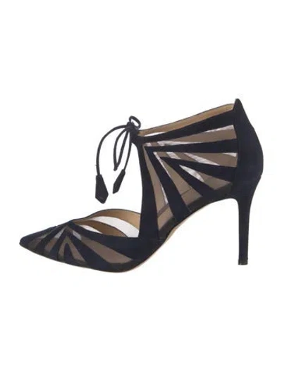 Pre-owned Marion Parke Suede Patterned Pumps In Blue