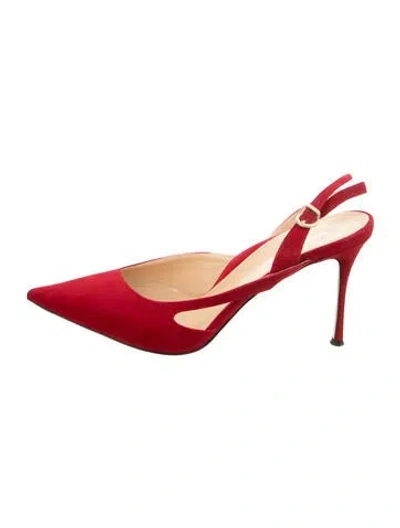 Pre-owned Marion Parke Suede Slingback Pumps In Red