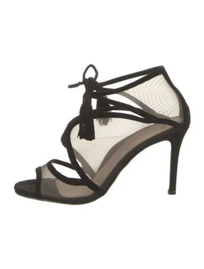 Pre-owned Marion Parke Suede Tassel Accents Pumps In Black