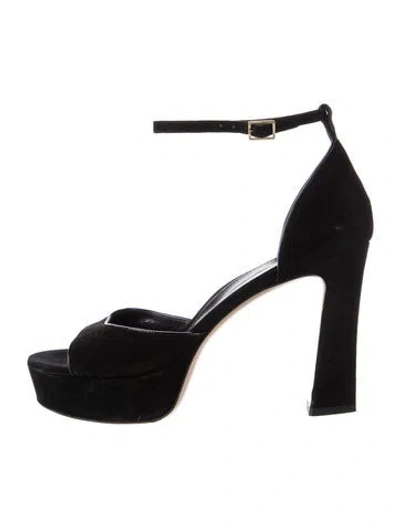 Pre-owned Marion Parke Velvet Sandals In Black