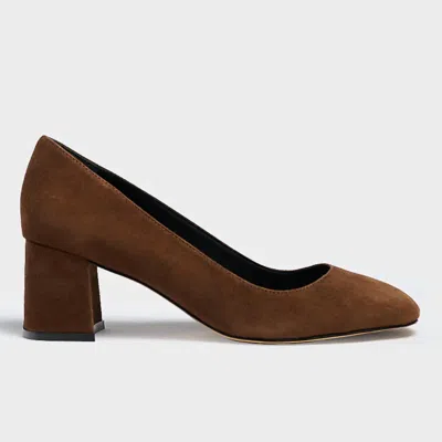 Marion Parke Women's Block Heel Pumps In Mocha Suede In Brown