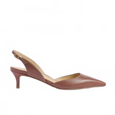 Marion Parke Women's Classic Slingback 45 Sandals In Luggage Ecru Stitching In Brown