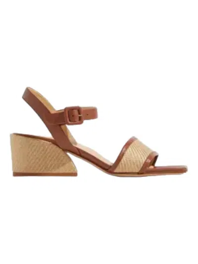 Marion Parke Women Imogen Raffia Block Heel In Tan In White