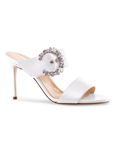 Marion Parke Women's Lucia Embellished Stiletto Heel Leather Sandals In White