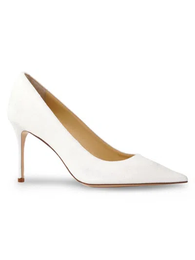 Marion Parke Women's Pointed Toe Classic Leather Pumps In Chalk