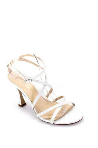 Pre-owned Marion Parke Womens Lottie Glitter Sandals - Chalk Size 40 In White