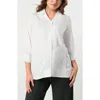 Marion Petite No-gap 3/4 Sleeve Maternity & Nursing Button Down Shirt In White