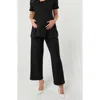 Marion Petite Semi- Wide Leg Maternity Work Pant In Black