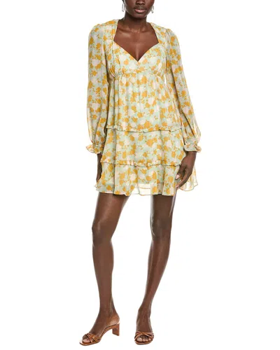 Marion Print Midi Dress In Yellow