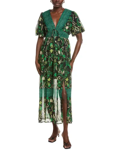 Marion Printed Floral Midi Dress In Transparent