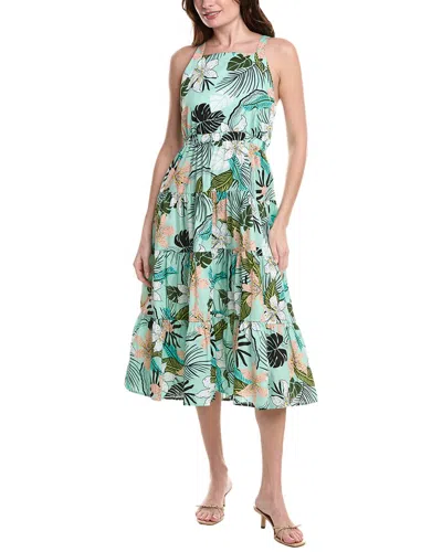 Marion Printed Midi Dress In Green
