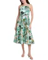 Marion Printed Midi Dress In Green