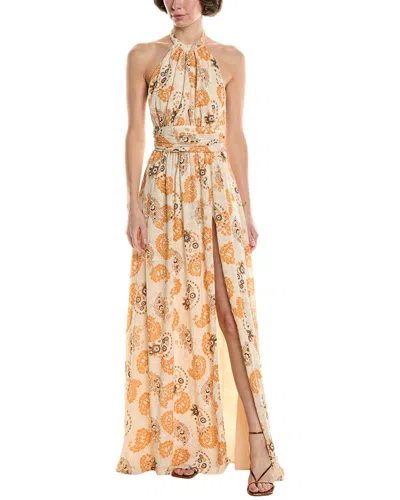 MARION MARION PUCKERED HALTER MAXI DRESS