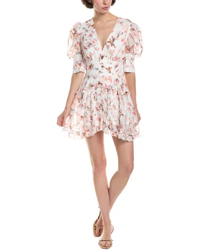 Marion Puff Sleeve Mini Dress In Neutral