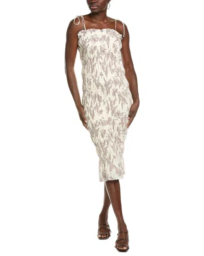 Marion Ruched Floral Maxi Dress In White
