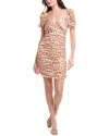 Marion Ruched Mini Dress In Orange