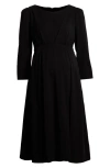 Marion Women's Empire Waist Maternity & Nursing Midi Tea Dress In Tencel In Black
