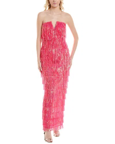 Marion Sequin Fringe Midi Dress In Pink