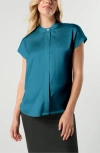Marion Short Sleeve Satin Maternity Shell Top With Concealed Nursing Zip